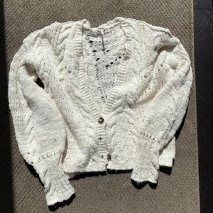 Cream Hand Knit Cardigan from Free People